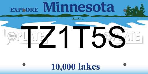 TZ1T5S Minnesota License Plate