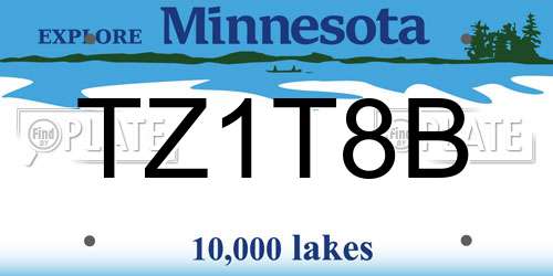 TZ1T8B Minnesota License Plate
