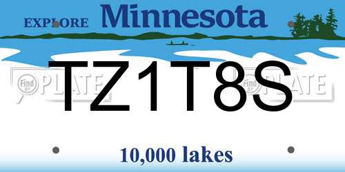 TZ1T8S Minnesota License Plate