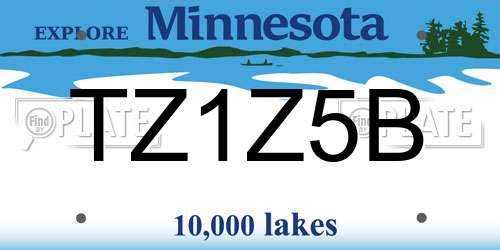 TZ1Z5B Minnesota License Plate