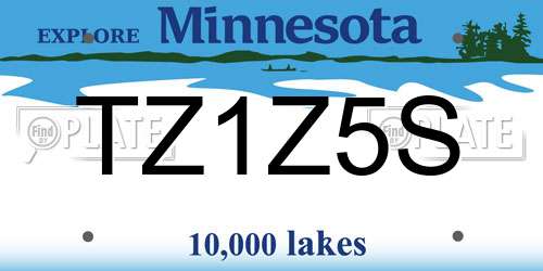 TZ1Z5S Minnesota License Plate