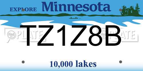 TZ1Z8B Minnesota License Plate