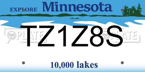 TZ1Z8S Minnesota License Plate