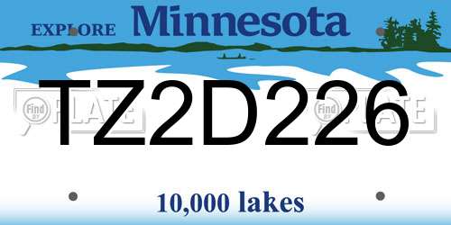 TZ2D226 Minnesota License Plate