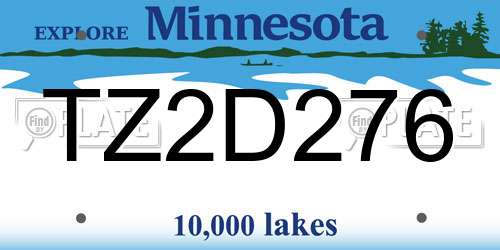 TZ2D276 Minnesota License Plate
