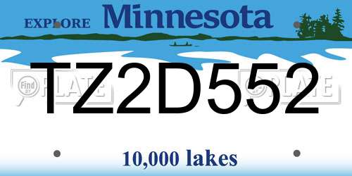TZ2D552 Minnesota License Plate