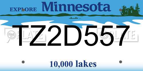 TZ2D557 Minnesota License Plate