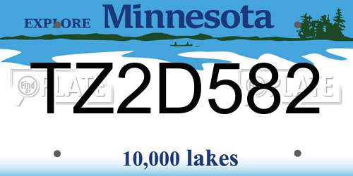TZ2D582 Minnesota License Plate