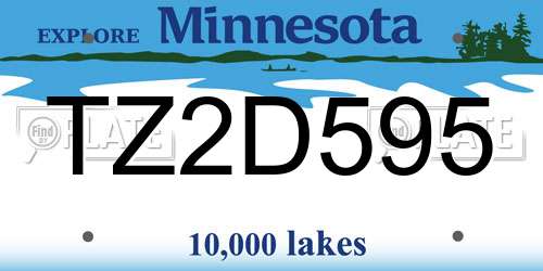 TZ2D595 Minnesota License Plate