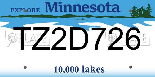 TZ2D726 Minnesota License Plate