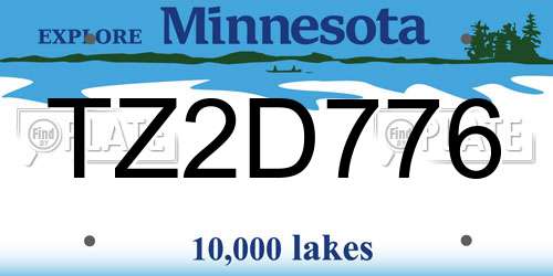TZ2D776 Minnesota License Plate