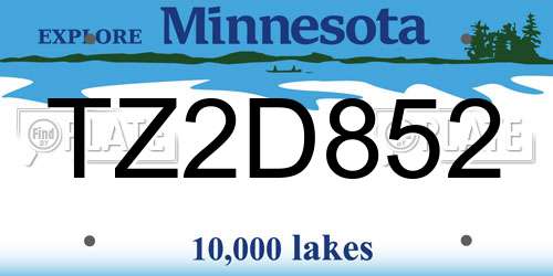 TZ2D852 Minnesota License Plate