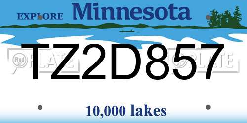 TZ2D857 Minnesota License Plate