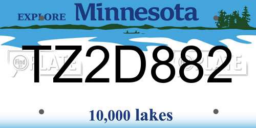 TZ2D882 Minnesota License Plate