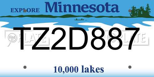 TZ2D887 Minnesota License Plate