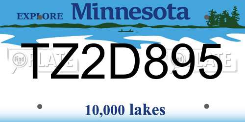 TZ2D895 Minnesota License Plate