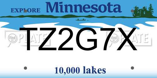 TZ2G7X Minnesota License Plate