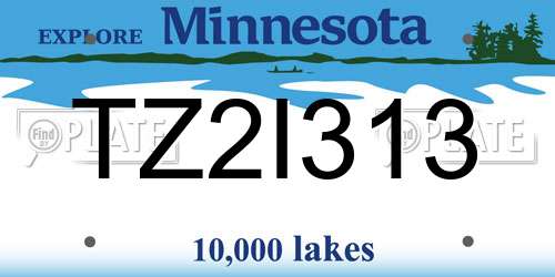 TZ2I313 Minnesota License Plate