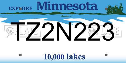 TZ2N223 Minnesota License Plate