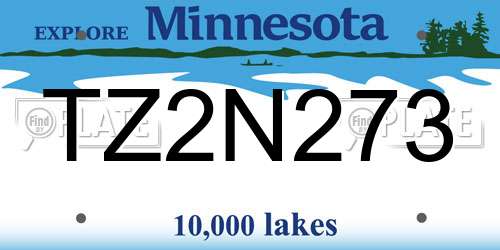TZ2N273 Minnesota License Plate