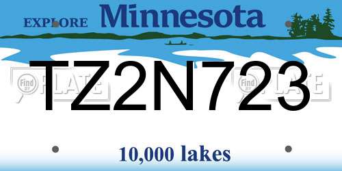 TZ2N723 Minnesota License Plate