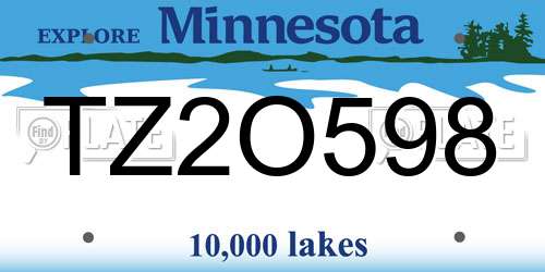 TZ2O598 Minnesota License Plate