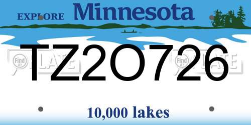 TZ2O726 Minnesota License Plate