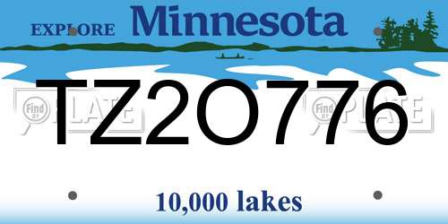TZ2O776 Minnesota License Plate