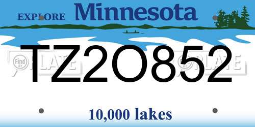 TZ2O852 Minnesota License Plate