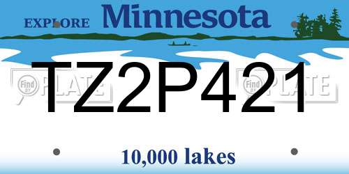 TZ2P421 Minnesota License Plate