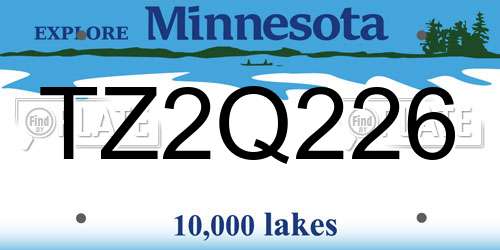 TZ2Q226 Minnesota License Plate