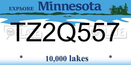 TZ2Q557 Minnesota License Plate