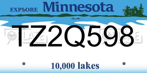 TZ2Q598 Minnesota License Plate