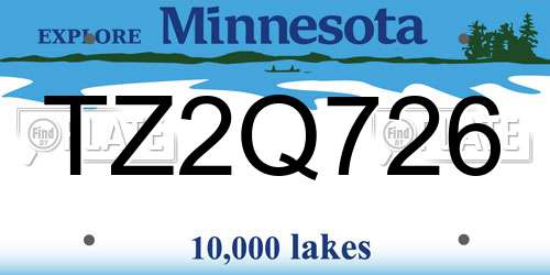TZ2Q726 Minnesota License Plate