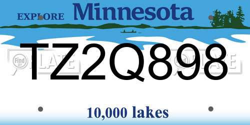 TZ2Q898 Minnesota License Plate