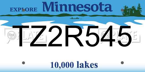 TZ2R545 Minnesota License Plate