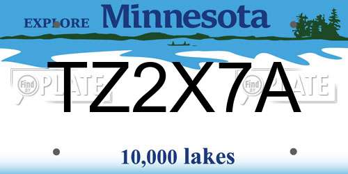 TZ2X7A Minnesota License Plate