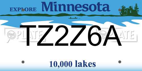 TZ2Z6A Minnesota License Plate