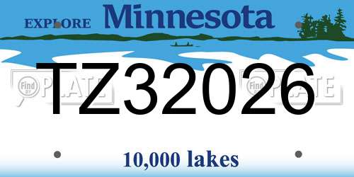 TZ32026 Minnesota License Plate