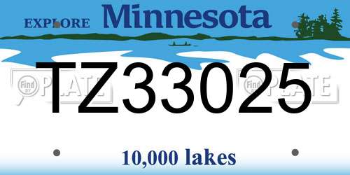 TZ33025 Minnesota License Plate