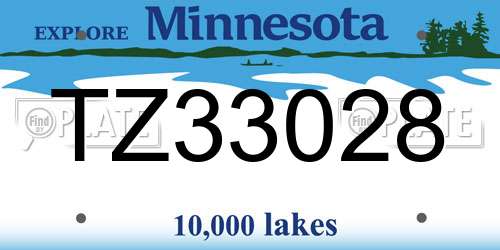 TZ33028 Minnesota License Plate