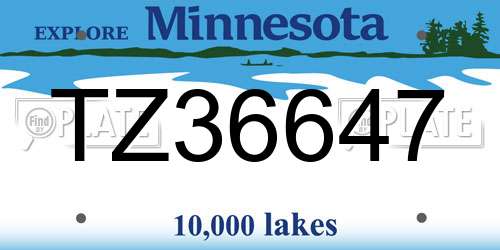 TZ36647 Minnesota License Plate