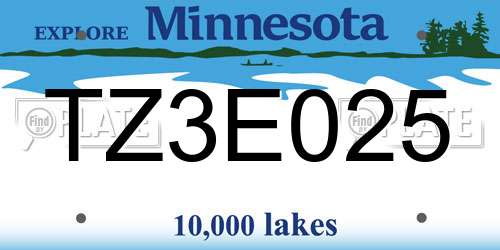 TZ3E025 Minnesota License Plate