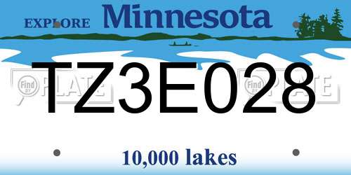 TZ3E028 Minnesota License Plate