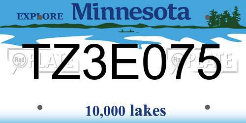 TZ3E075 Minnesota License Plate