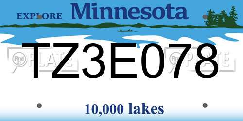 TZ3E078 Minnesota License Plate