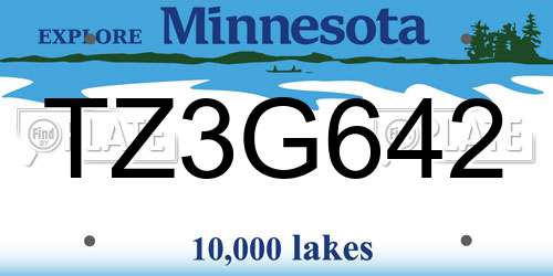 TZ3G642 Minnesota License Plate