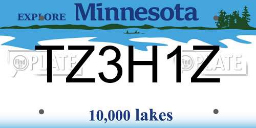 TZ3H1Z Minnesota License Plate