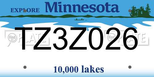 TZ3Z026 Minnesota License Plate