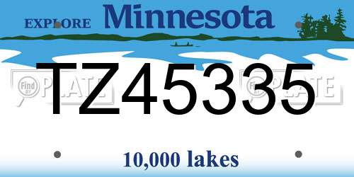 TZ45335 Minnesota License Plate